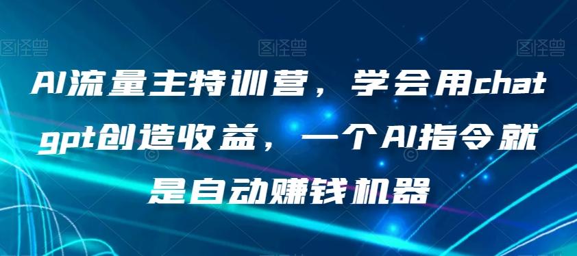 AI流量主特训营，学会用chatgpt创造收益，一个AI指令就是自动赚钱机器-泡泡网赚
