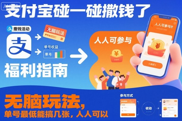 支付宝碰一碰撒钱了，无脑玩法，单号最低能搞几张，人人可以撸【揭秘】-泡泡网赚