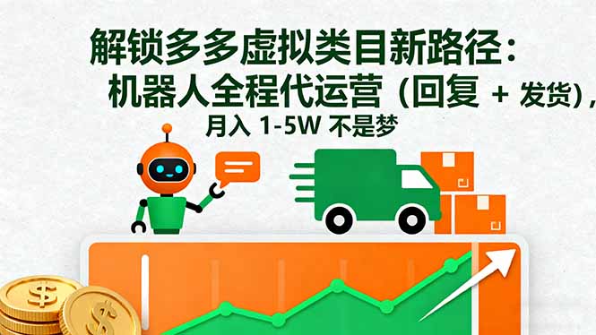 解锁多多虚拟类目新路径：机器人全程代运营(回复 + 发货-泡泡网赚