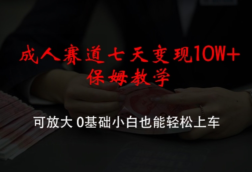 成人赛道七天变现10W+保姆教学，可放大，0基础小白也能轻松上车【揭秘】-泡泡网赚