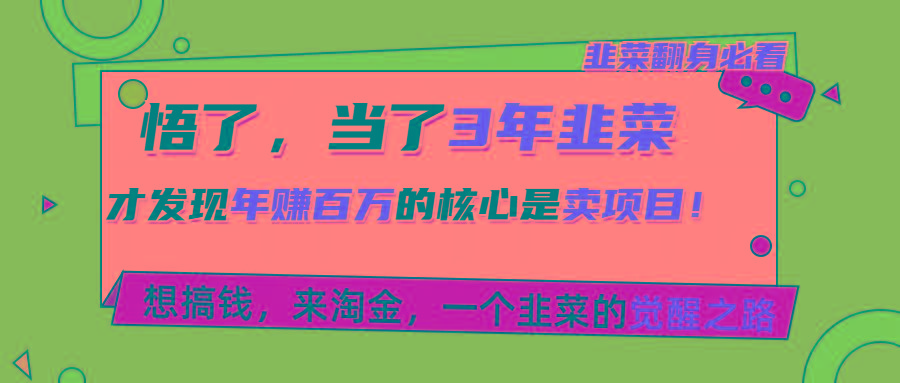 悟了，当了3年韭菜，才发现网赚圈年赚100万的核心是卖项目，含泪分享！-泡泡网赚