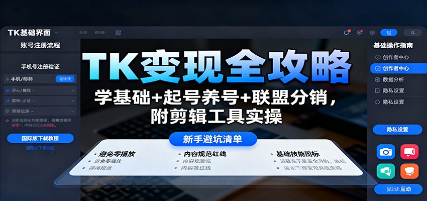 TK变现全攻略：学基础+起号养号+联盟分销，附剪辑工具实操-泡泡网赚