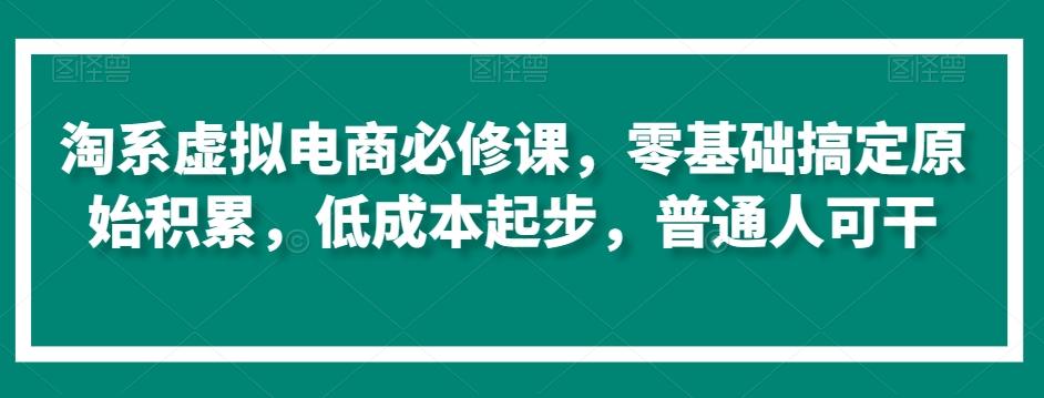 淘系虚拟电商必修课，零基础搞定原始积累，低成本起步，普通人可干-泡泡网赚