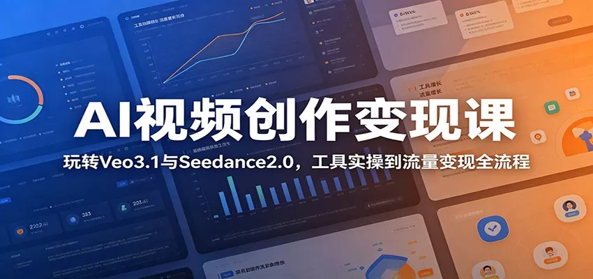 AI视频创作变现课：玩转Veo3.1与Seedance2.0，工具实操到流量变现全流程-泡泡网赚