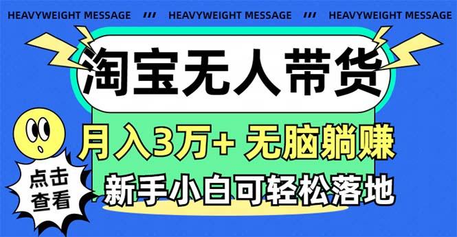 淘宝无人带货3.0高收益玩法，月入3万+，无脑躺赚，新手小白可落地实操-泡泡网赚