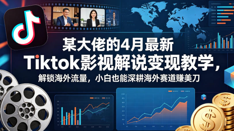 某大佬的4月最新Tiktok影视解说变现教学，解锁海外流量，小白也能深耕海外赛道賺美刀-泡泡网赚
