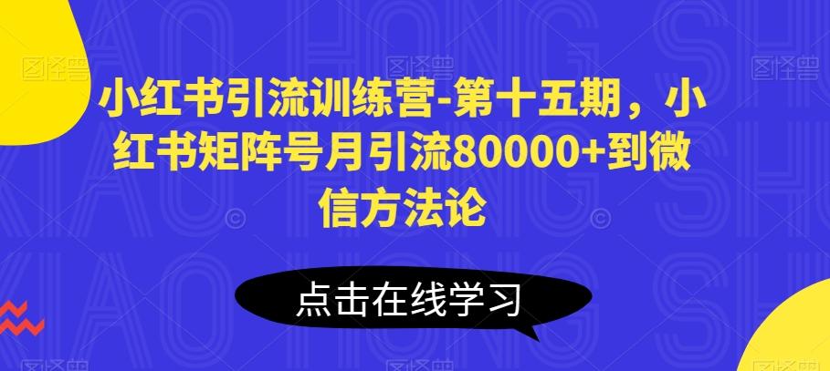小红书引流训练营-第十五期，小红书矩阵号月引流80000+到微信方法论-泡泡网赚