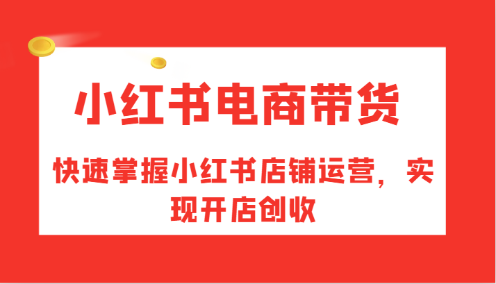 小红书电商带货，快速掌握小红书店铺运营，实现开店创收-泡泡网赚