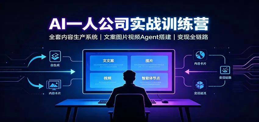 AI创作一人公司实战训练营：全套内容生产系统，文案图片视频Agent搭建变现全链路-泡泡网赚