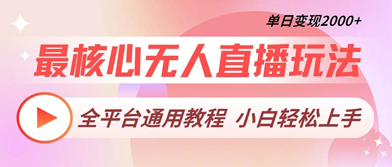 最核心无人直播玩法，全平台通用教程，单日变现2000+-泡泡网赚