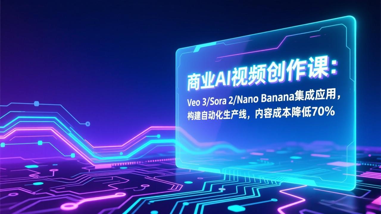 商业AI视频创作课：Veo 3/Sora 2/Nano Banana集成应用，构建自动化生产线，内容成本降低70%-泡泡网赚