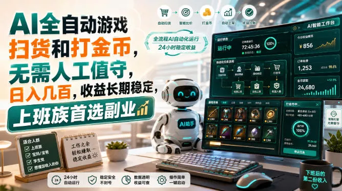 AI全自动游戏皮肤扫货和打金币，日入几百，内部方法大揭秘，0门槛！-泡泡网赚