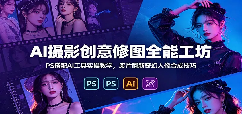 AI摄影创意修图全能工坊：PS搭配AI工具实操教学，废片翻新奇幻人像合成技巧-泡泡网赚
