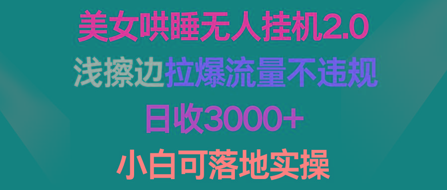 (9905期)美女哄睡无人挂机2.0，浅擦边拉爆流量不违规，日收3000+，小白可落地实操-泡泡网赚