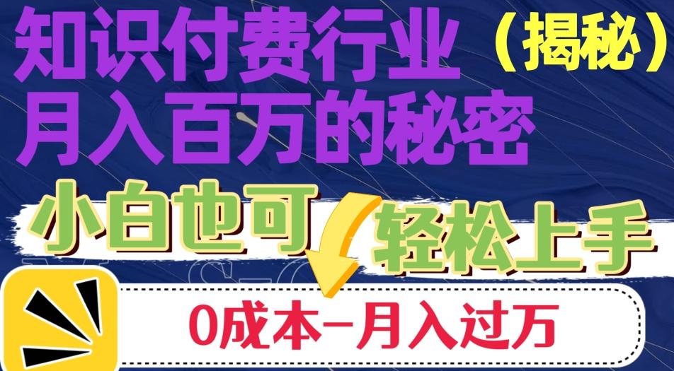 揭秘知识付费行业月入百万的秘密，小白也可轻松上手，月入过万-泡泡网赚