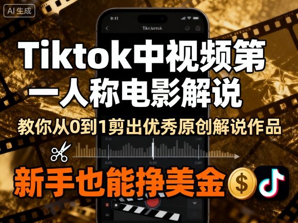 Tiktok中视频第一人称电影解说，教你从0到1剪出一个优秀的原创解说作品，新手也能挣美金-泡泡网赚