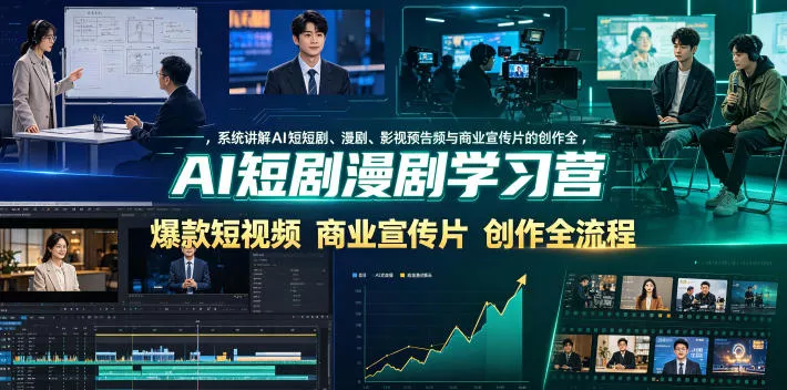 AI短剧漫剧学习营，系统讲解AI短剧、漫剧、影视预告片、爆款短视频与商业宣传片的创作全流程-泡泡网赚