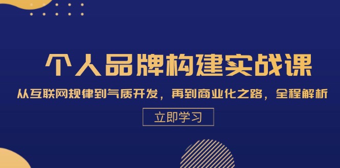个人品牌构建实战课：从互联网规律到气质开发，再到商业化之路，全程解析-泡泡网赚