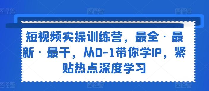 短视频实操训练营，最全·最新·最干，从0-1带你学IP，紧贴热点深度学习-泡泡网赚