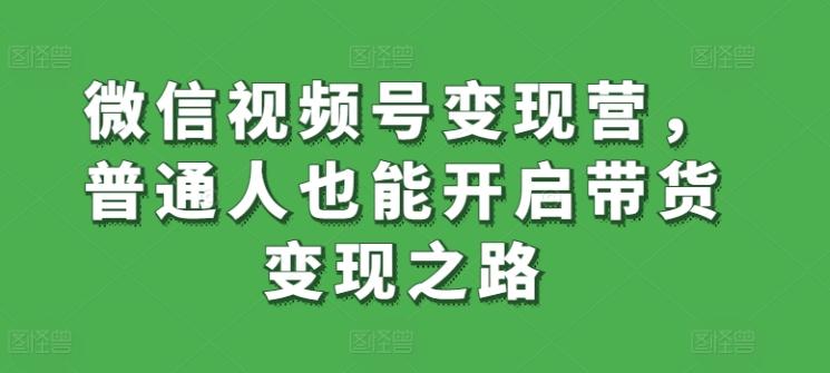微信视频号变现营，普通人也能开启带货变现之路-泡泡网赚