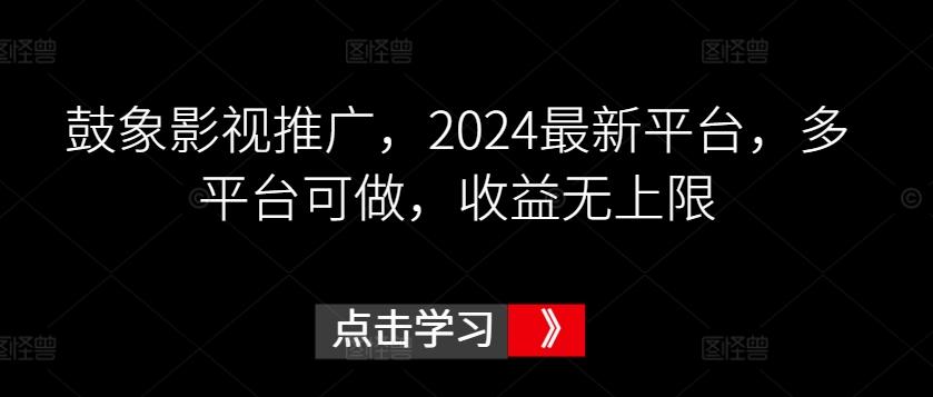 鼓象影视推广，2024最新平台，多平台可做，收益无上限【揭秘】-泡泡网赚