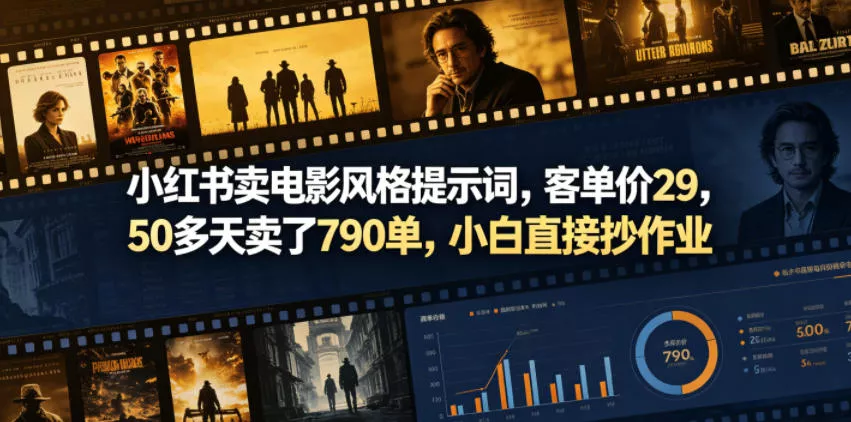 小红书卖电影风格提示词，客单价29，50多天卖了790单，小白直接抄作业！-泡泡网赚