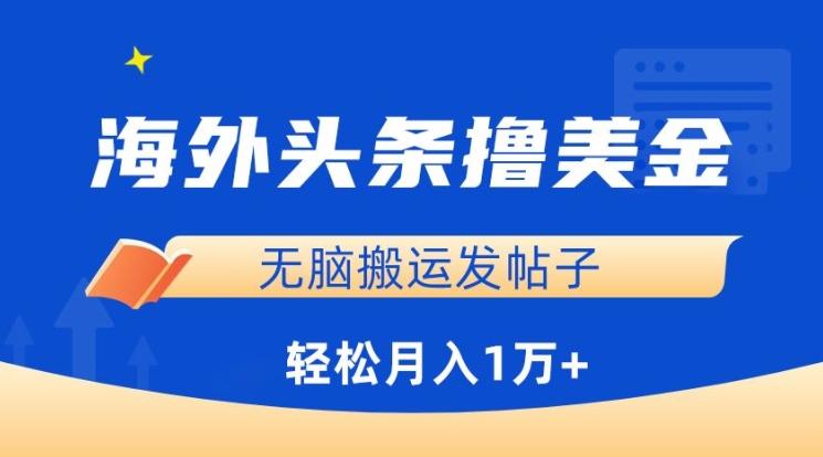 海外头条撸美金，无脑搬运发帖子，月入1万+，小白轻松掌握【揭秘】-泡泡网赚