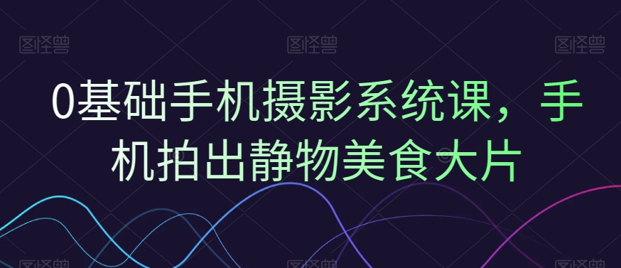 0基础手机摄影系统课，手机拍出静物美食大片-泡泡网赚