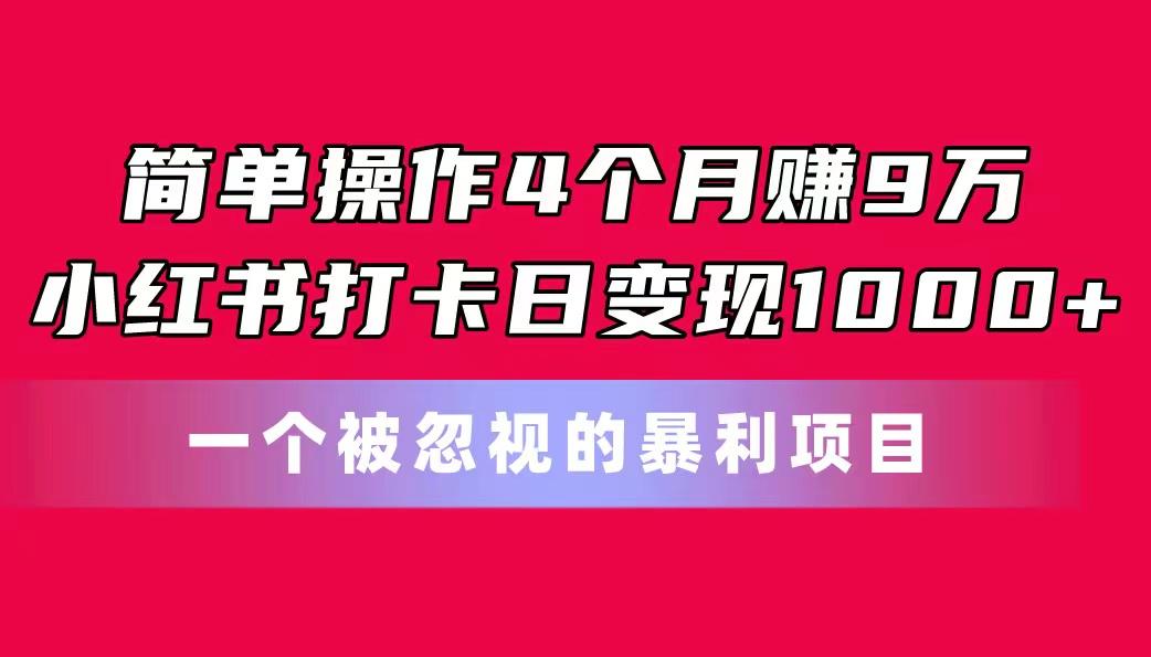 简单操作4个月赚9万！小红书打卡日变现1000+！一个被忽视的暴力项目-泡泡网赚