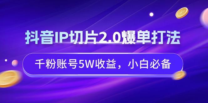 抖音IP切片2.0爆单打法，千粉账号5W收益，小白必备-泡泡网赚