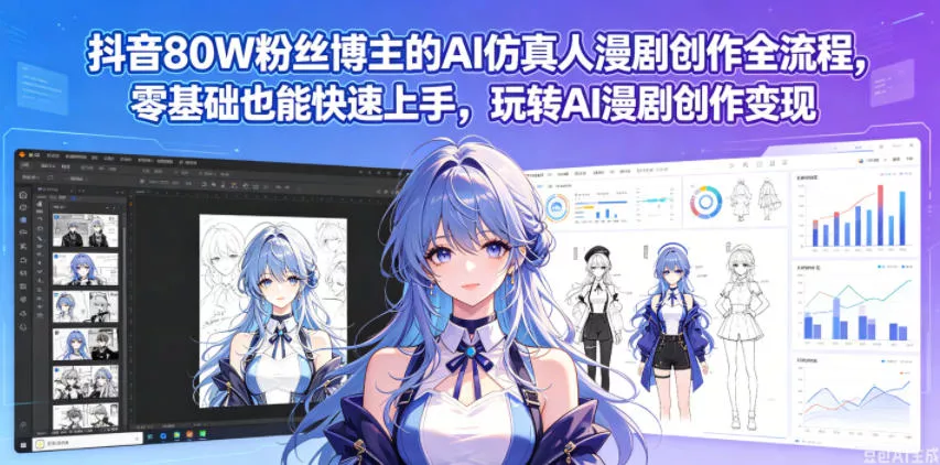 抖音80W粉丝博主的AI仿真人漫剧创作全流程，零基础也能快速上手，玩转AI漫剧创作变现-泡泡网赚
