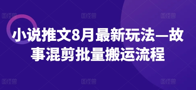 小说推文8月最新玩法—故事混剪批量搬运流程-泡泡网赚