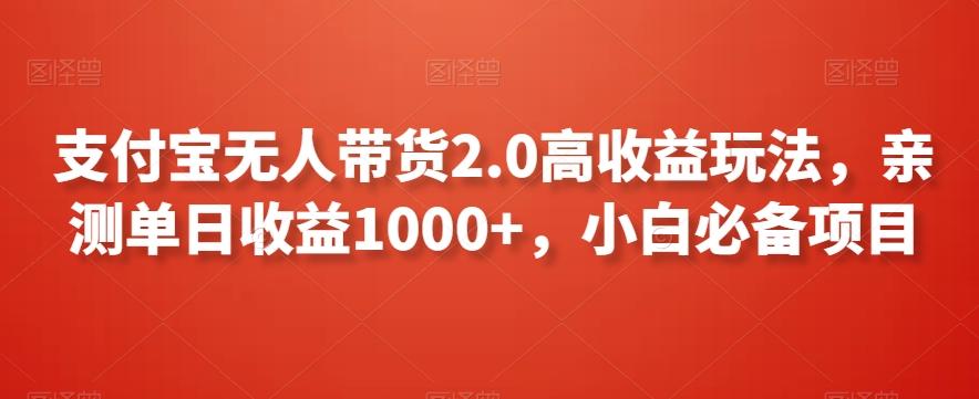 支付宝无人带货2.0高收益玩法，亲测单日收益1000+，小白必备项目【揭秘】-泡泡网赚