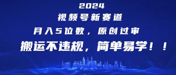2024视频号新赛道，月入5位数+，原创过审，搬运不违规，简单易学【揭秘】-泡泡网赚