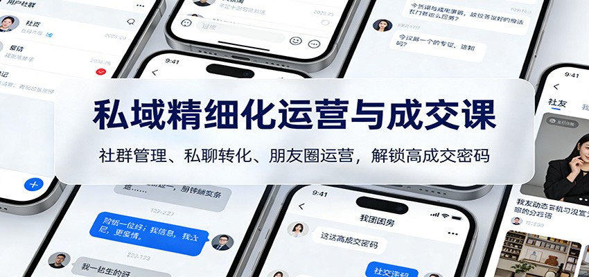 私域精细化运营与成交课：社群管理、私聊转化、朋友圈运营，解锁高成交密码-泡泡网赚
