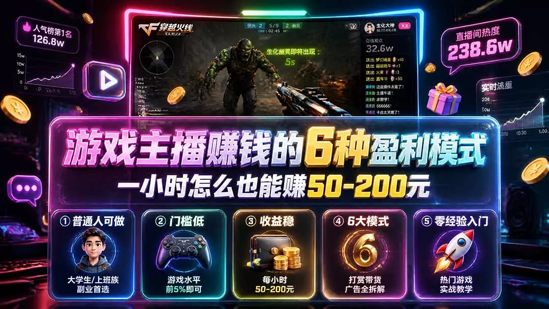 付费文章：游戏主播赚钱的6种盈利模式，一小时怎么也能赚50-200元-泡泡网赚