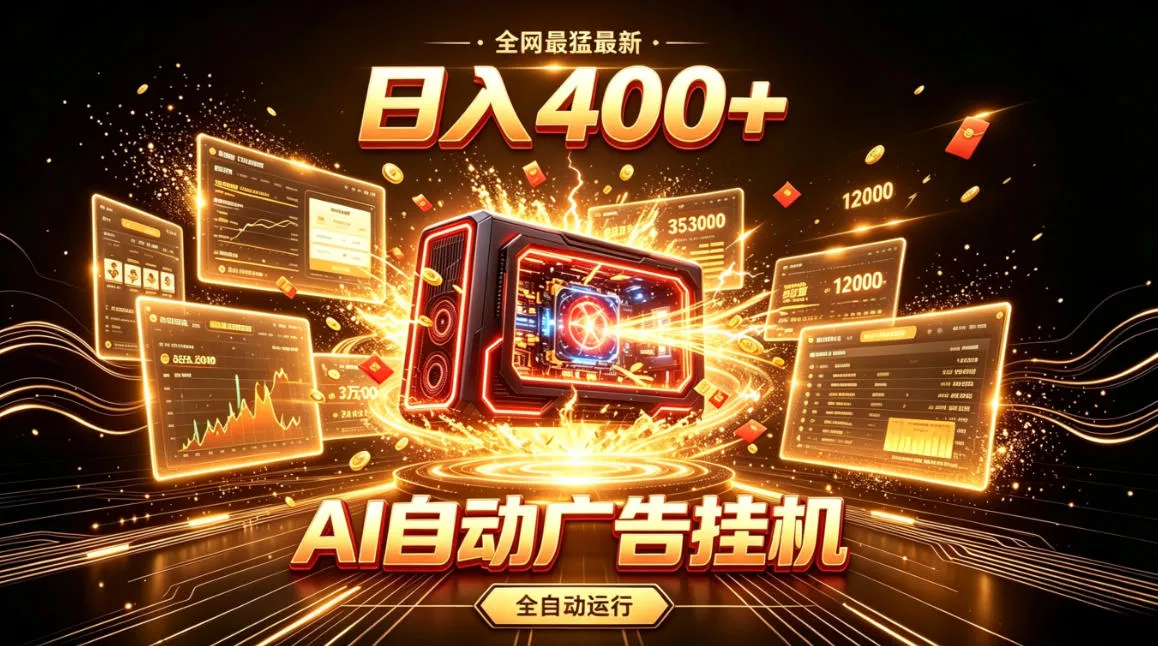 全网最猛最新的AI自动广告挂G，狠收益日入400+，真正做到躺賺式变现【揭秘】-泡泡网赚