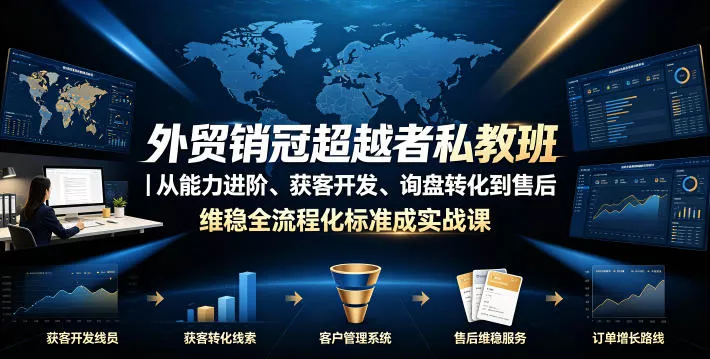 外贸销冠超越者私教班｜从能力进阶、获客开发、询盘转化到售后维稳全流程标准化成交实战课-泡泡网赚