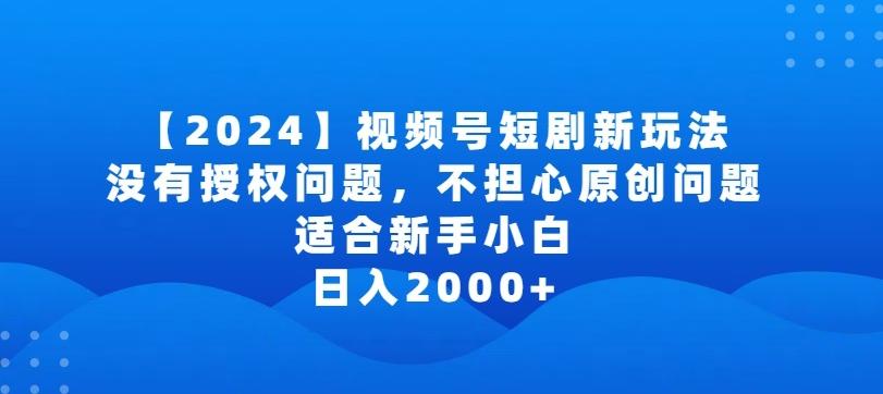 2024视频号短剧玩法，没有授权问题，不担心原创问题，适合新手小白，日入2000+【揭秘】-泡泡网赚