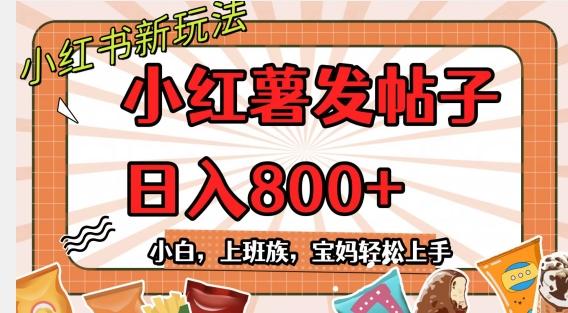 小红薯发日常帖子，日入800+小白专属项目可批量操作-泡泡网赚