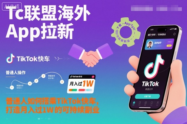 Tc联盟海外App拉新：普通人如何搭乘TikTok快车，打造月入过1W的可持续副业-泡泡网赚