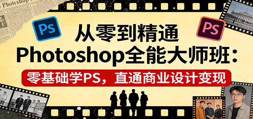 从零到精通Photoshop全能大师班：零基础学PS，直通商业设计变现-泡泡网赚