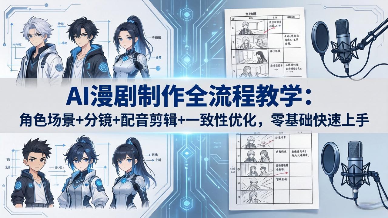 AI漫剧制作全流程教学：角色场景+分镜+配音剪辑+一致性优化，零基础快速上手-泡泡网赚