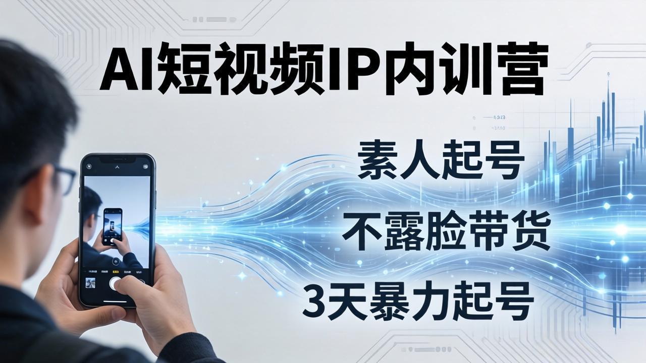 2026AI短视频IP内训营：从素人起号到不露脸带货，3天暴力起号全流程拆解-泡泡网赚