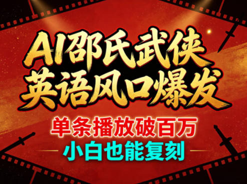AI邵氏武侠英语风口爆发，单条播放破百万，小白也能复刻-泡泡网赚