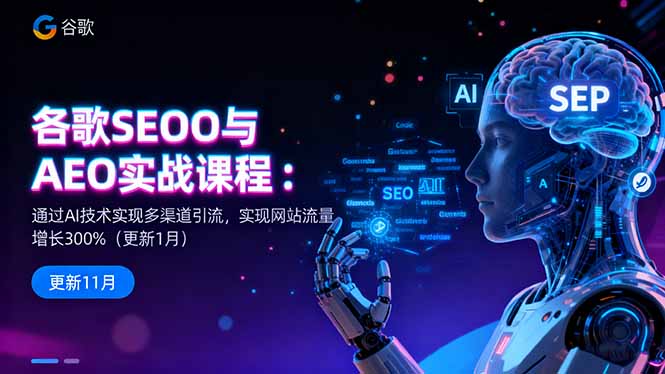 谷歌SEO与AEO实战课程：通过AI技术实现多渠道引流，实现网站流量增长300%-泡泡网赚