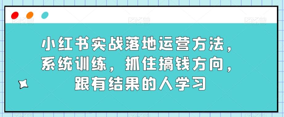 小红书实战落地运营方法，系统训练，抓住搞钱方向，跟有结果的人学习-泡泡网赚
