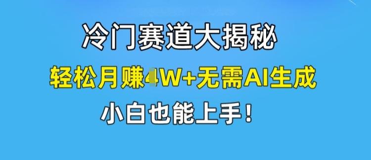 冷门赛道大揭秘，轻松月赚1W+无需AI生成，小白也能上手【揭秘】-泡泡网赚