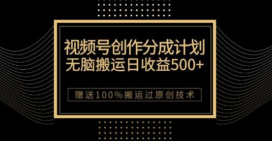 最新视频号创作分成计划，无脑搬运一天收益500+，100%搬运过原创技巧【揭秘】-泡泡网赚