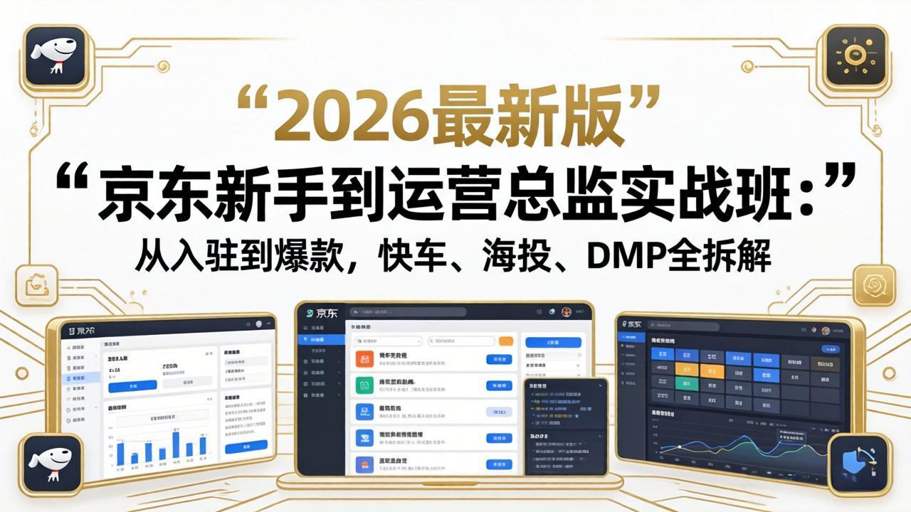 京东新手到运营总监实战班：从入驻到爆款，快车、海投、DMP全拆解，2026最新版-泡泡网赚